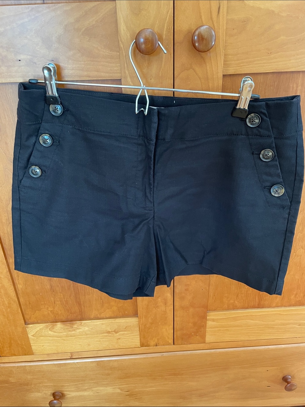LOFT High-Waist Black Button-Accent Women's Shorts 8